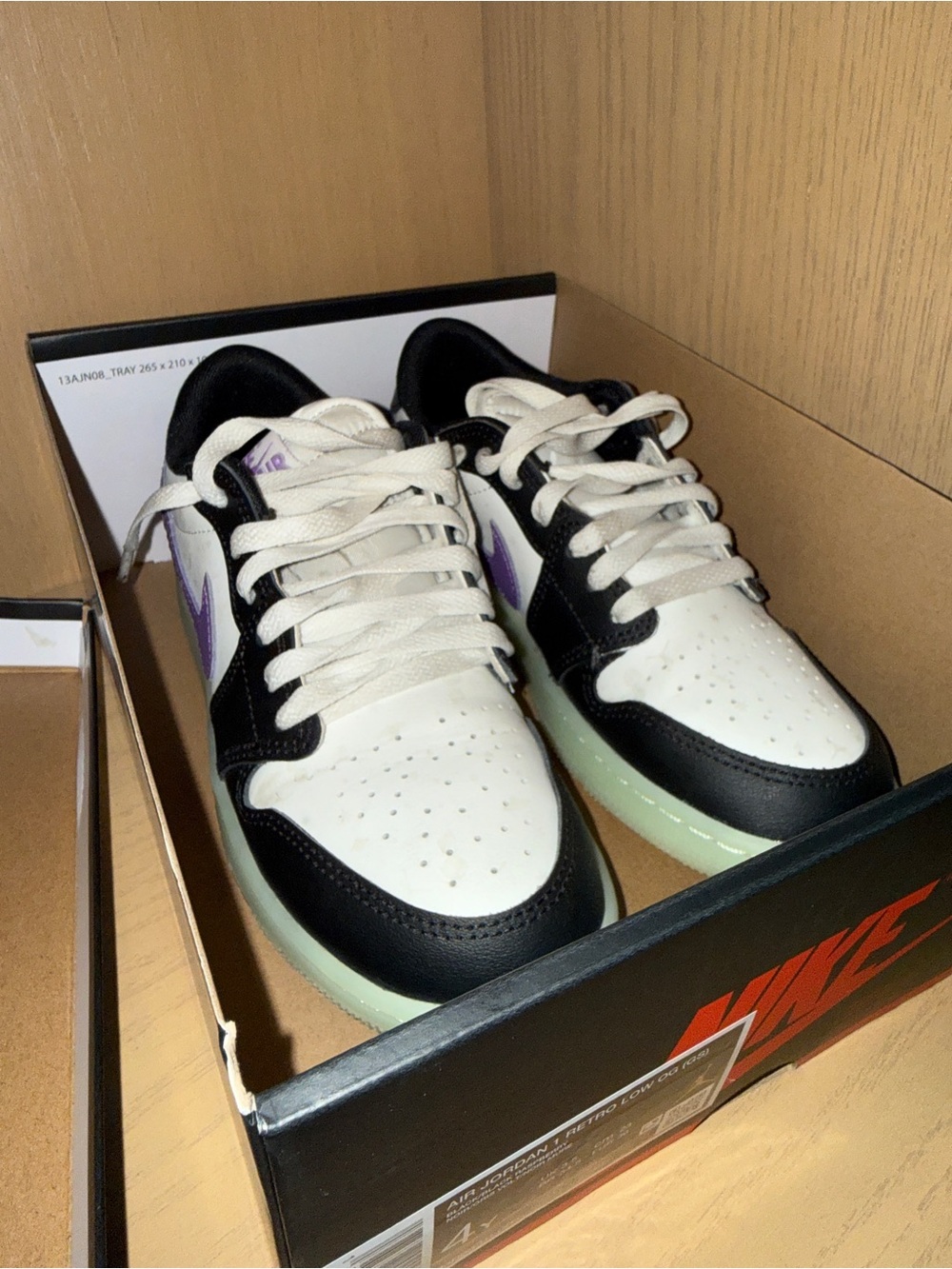 Bigw Kid's Air Jordan 1 Retro Low OG Black/Black Raspberry, Glow in the dark